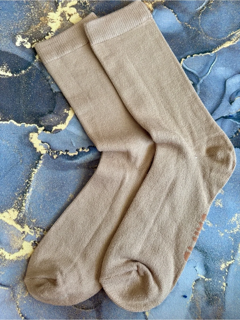 Brand New SKIMS Everyday Crew Sock Mid Calf Clay Neutral Knit Logo Stretch Fit